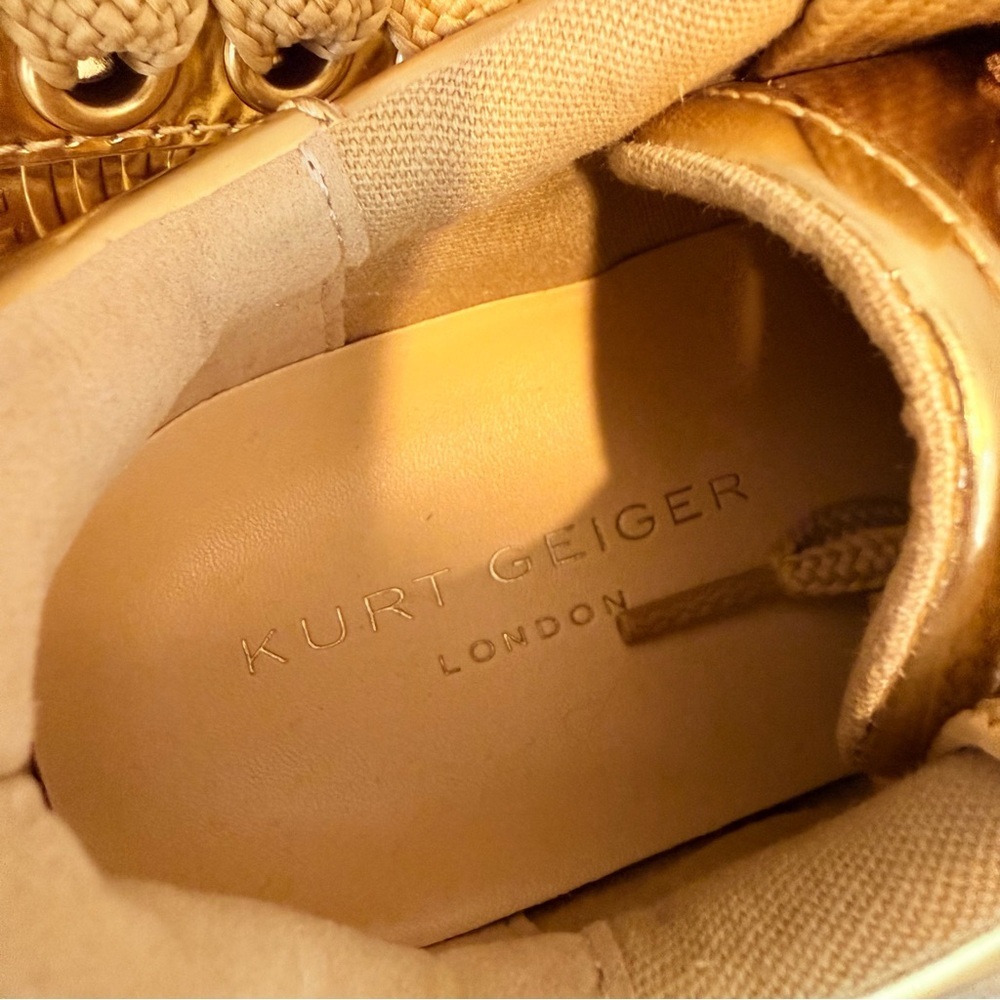Kurt Geiger London Women's Southbank Tag Gold Metallic Platform Sneakers NEW - Picture 12 of 14